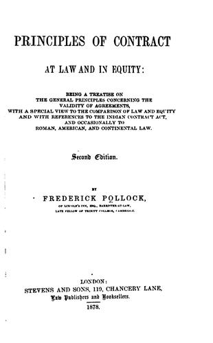Principles of contract at law and in equity