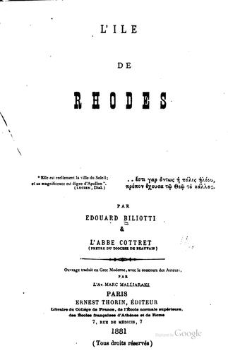 L'i ̂le de Rhodes ..