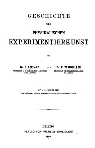 Geschichte der physikalischen Experimentierkunst