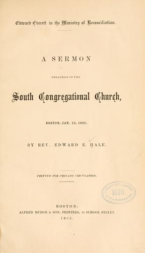 Edward Everett in the ministry of reconciliation