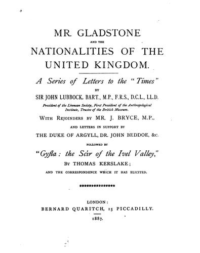 Mr. Gladstone and the nationalities of the United Kingdom
