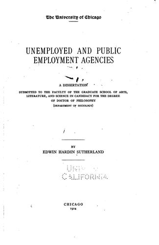 Unemployed and public employment agencies ..