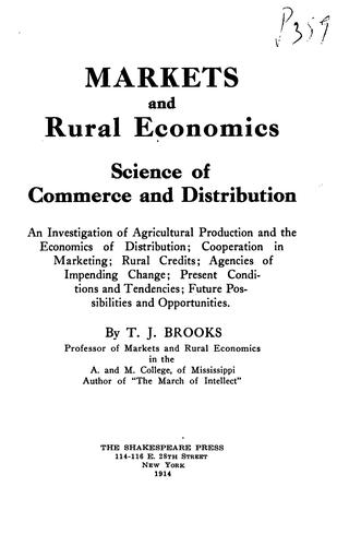 Markets and rural economics:  science of commerce and distribution