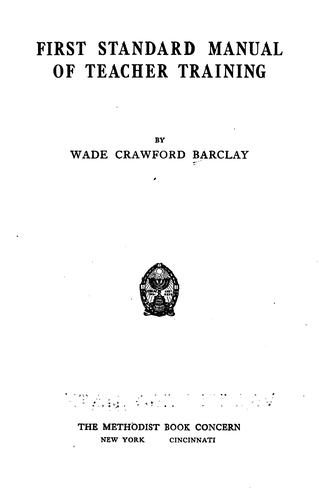 First standard manual of teacher training