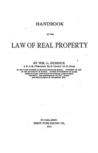 Handbook of the law of real property