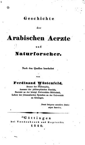 Geschichte der arabischen Aerzte und Naturforscher