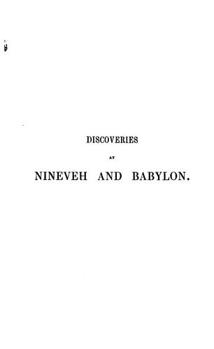 Discoveries in the ruins of Nineveh and Babylon