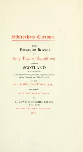 The Norwegian account of King Haco's expedition against Scotland, A. D. MCCLXIII