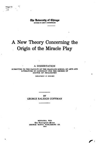 A new theory concerning the origin of the miracle play