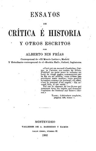 Ensayos de crítica é historia y otros escritos
