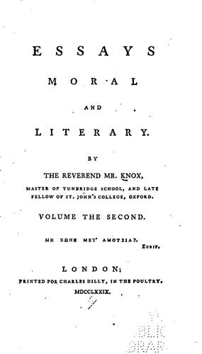 Essays moral and literary