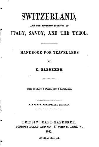 Switzerland, and the adjacent portions of Italy, Savoy, and the Tyrol