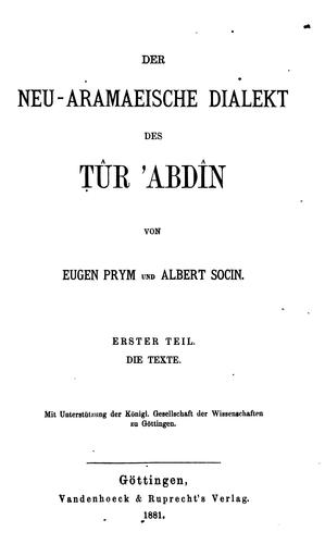 Der neu-aramaeische dialekt des Tûr Ȧbdín