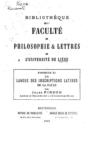 La langue des inscriptions latines de la Gaule