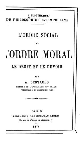 L' ordre social et l'ordre moral