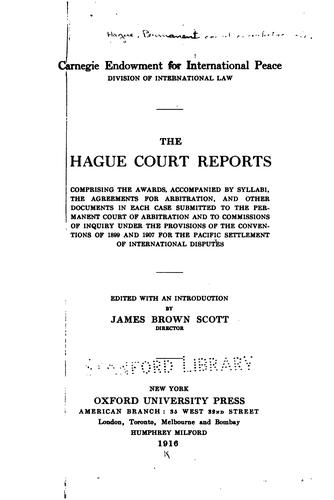The Hague court reports [1st]-   series