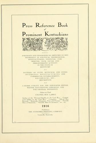 Press reference book of prominent Kentuckians