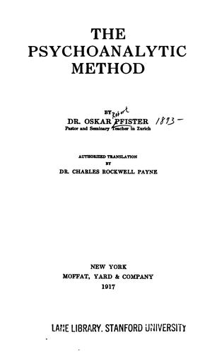 The psychoanalytic method