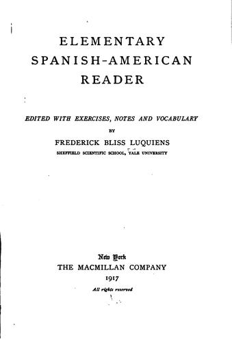 Elementary Spanish-American Reader
