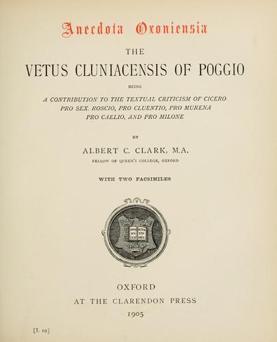 The Vetus cluniacensis of Poggio