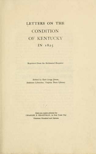 Letters on the condition of Kentucky in 1825