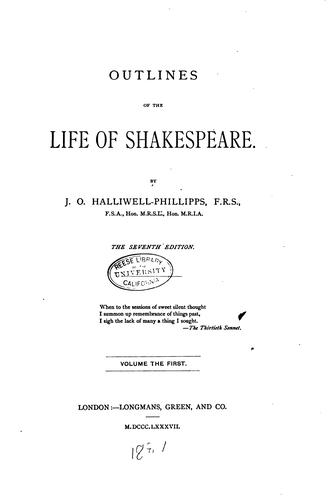 Outlines of the life of Shakspeare