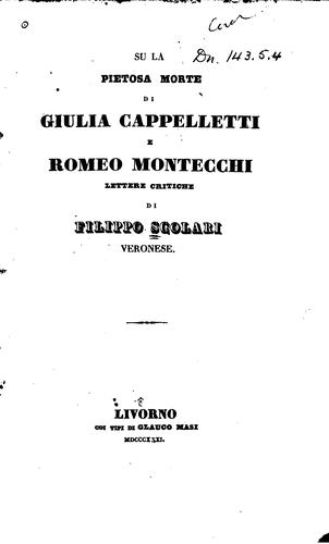 Su la pietosa morte di Giulia Cappelletti e Romeo Montecchi, lettere critiche
