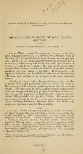 The Lincolnshire origin of some Exeter settlers