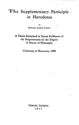 The supplementary participle in Herodotus
