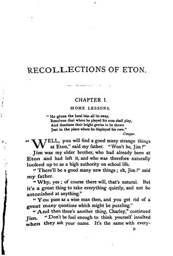 Recollections of Eton