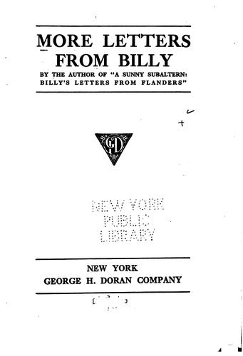 More letters from Billy