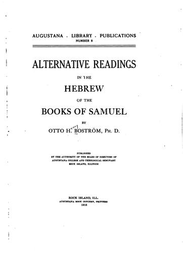 Alternative readings in the Hebrew of the books of Samuel