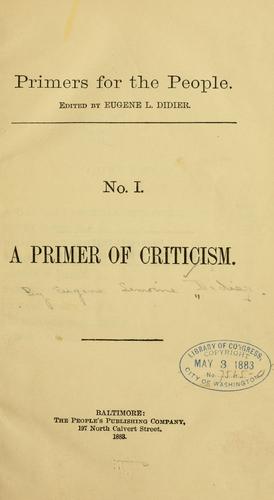 A primer of criticism