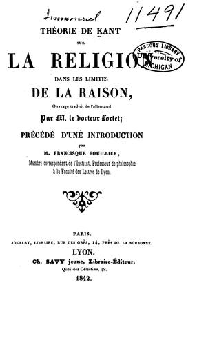 Théorie de Kant sur la religion dans les limites de la raison
