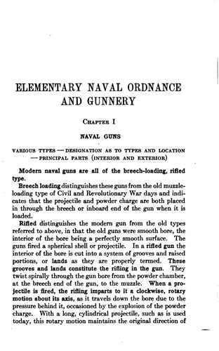 Elementary naval ordnance and gunnery