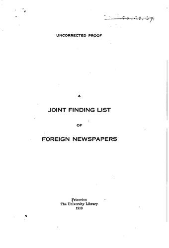 A joint finding list of foreign newspapers