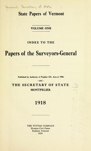 Index to the papers of the Surveyors-General