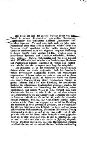 Uebe r Monismus (Pantheismus)