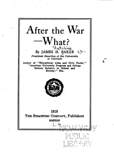 After the war--what?