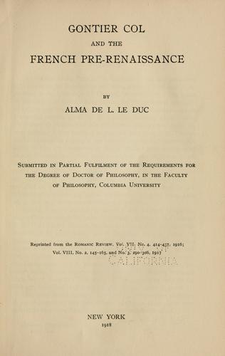 Gontier Col and the French pre-renaissance