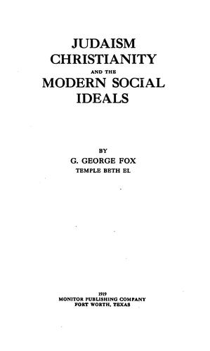 Judaism, Christianity and the modern social ideals