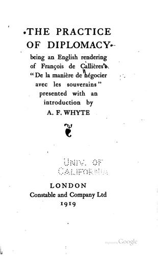 The practice of diplomacy