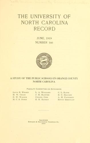 A study of the public schools in Orange County, North Carolina