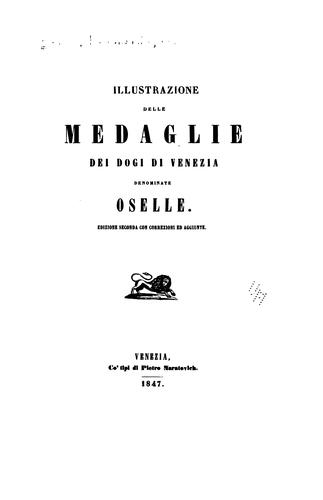 Illustrazione delle medaglic dei dogi di Venezia denominate oselle