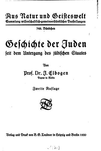 Geschichte der Juden seit dem Untergang des jüdischen Staates