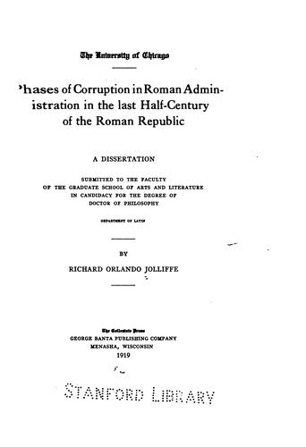 Phases of corruption in Roman administration in the last half-century of the Roman republic