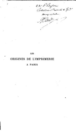 Les origines de l'imprimerie á Paris