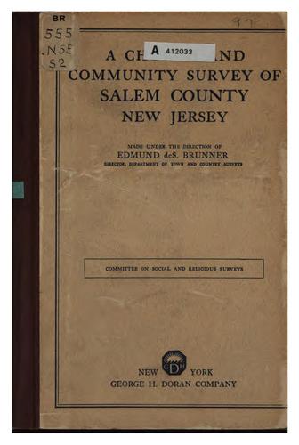 A church and community survey of Salem County, New Jersey