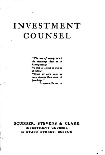 Investment counsel ..