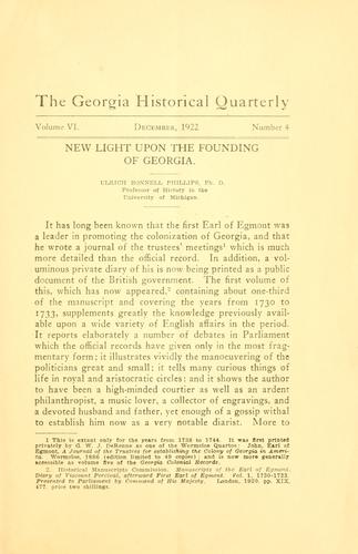 New light upon the founding of Georgia